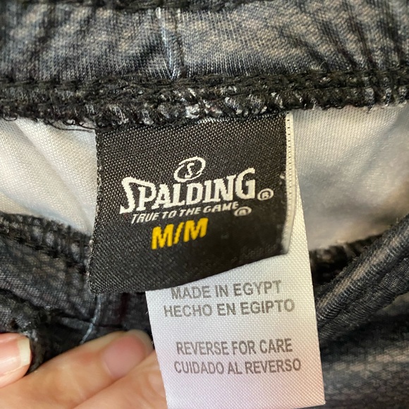 Spalding gray drawstring shorts. Size Medium. Side racer stripe. - Picture 2 of 8